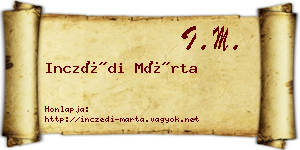 Inczédi Márta névjegykártya